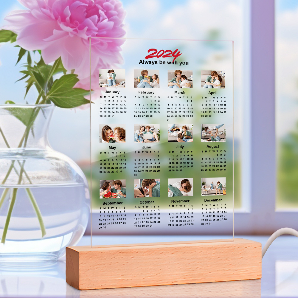 Personalisiertes Kalender-led-licht Für 2024 Mit Foto, Valentinstagsgeschenk Für Paare