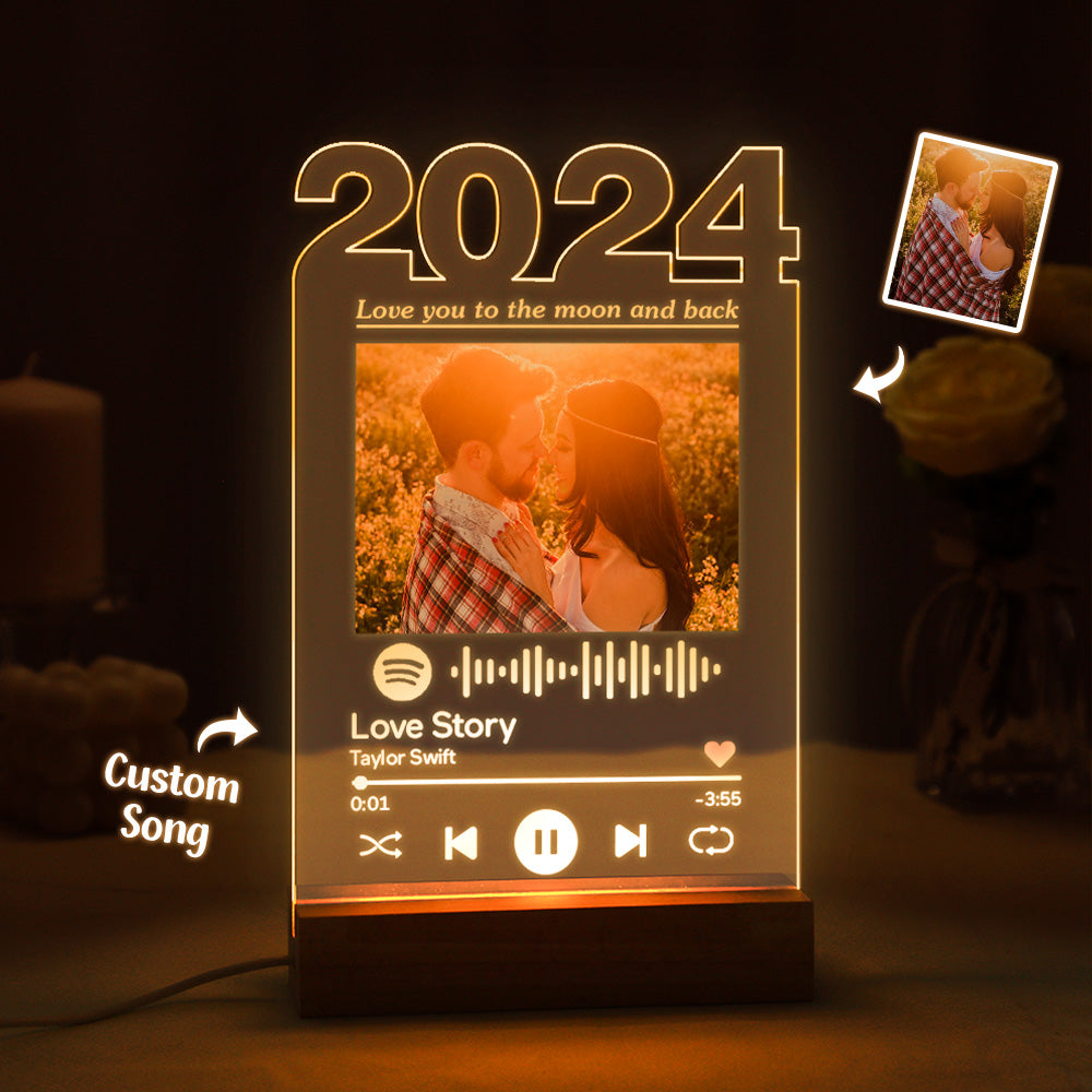 Personalisiertes 2024 Spotify Nachtlicht, Individuelle Fotolampe, Raumdekoration, Acryl-plakette Für Freundin