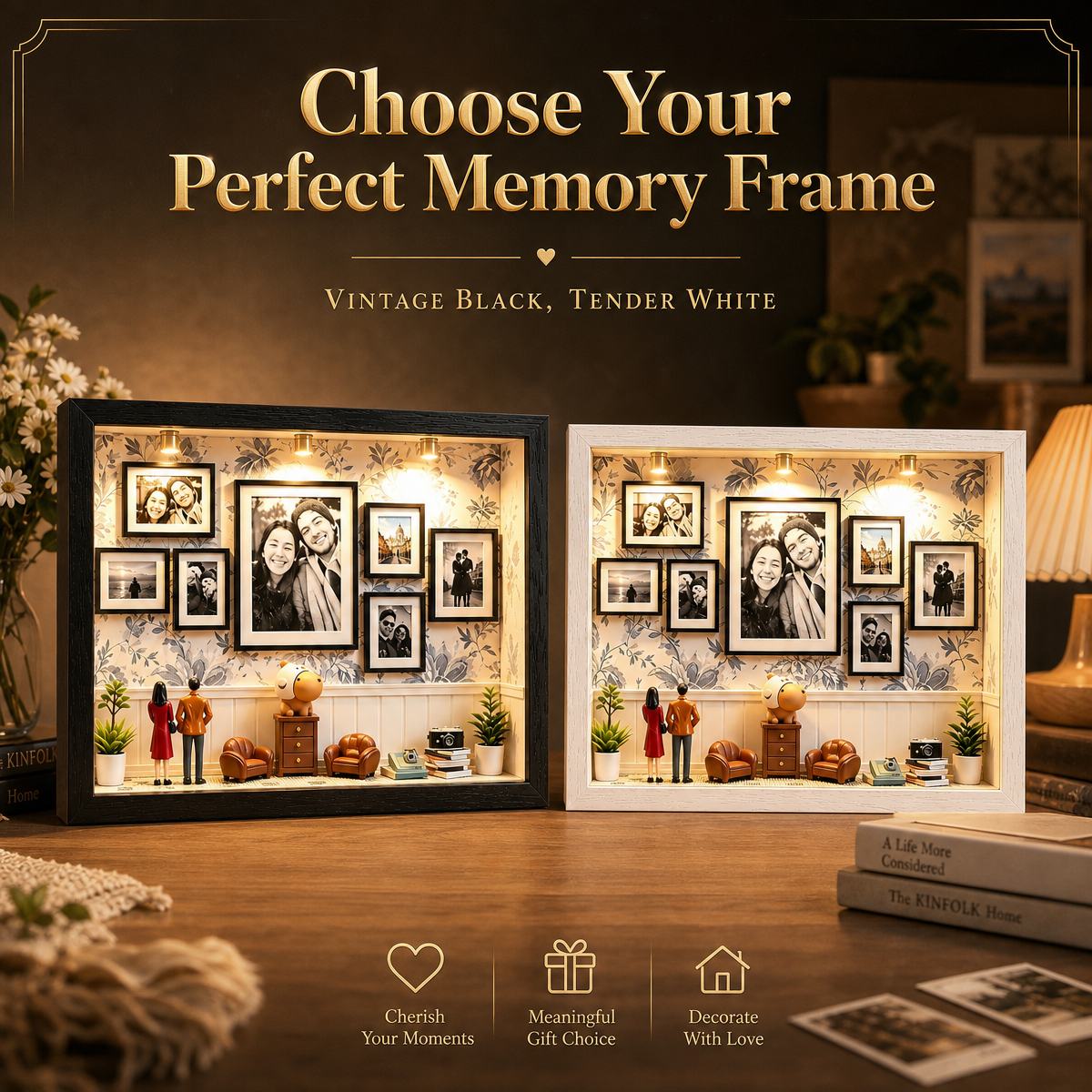 Cadre Photo Personnalisé Du Musée De Nous, Galerie D'accueil, Avec Accents De Décoration Miniatures, Cadeau Pour Les Couples - 