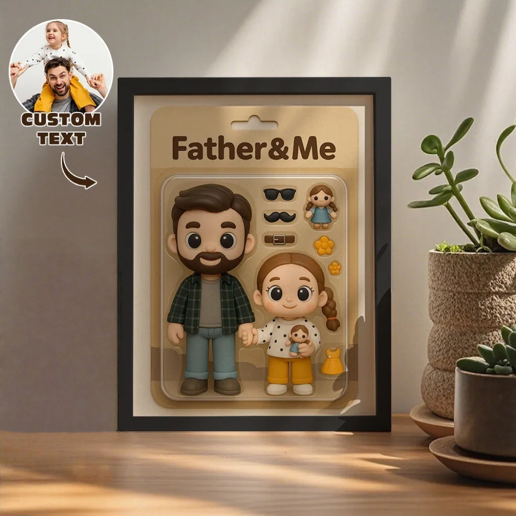 Cadeau De Fête Des Pères : Portrait Personnalisé De Figurine D'action | Coffret À Jouets Personnalisé | Personnage Rétro