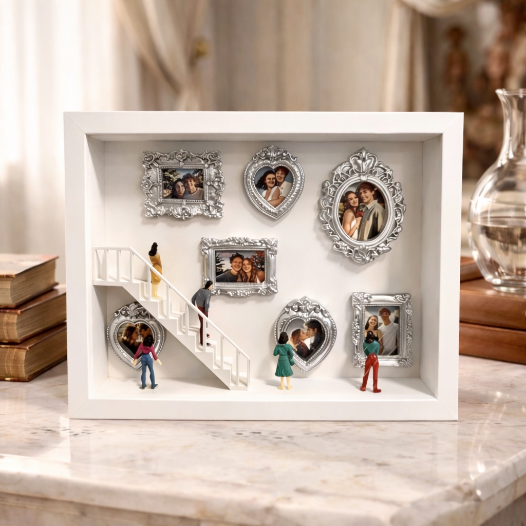 Cadre Photo Personnalisé « Mini Musée Des États-unis » Pour Couples, Cadeau Idéal Pour La Saint-valentin. - 