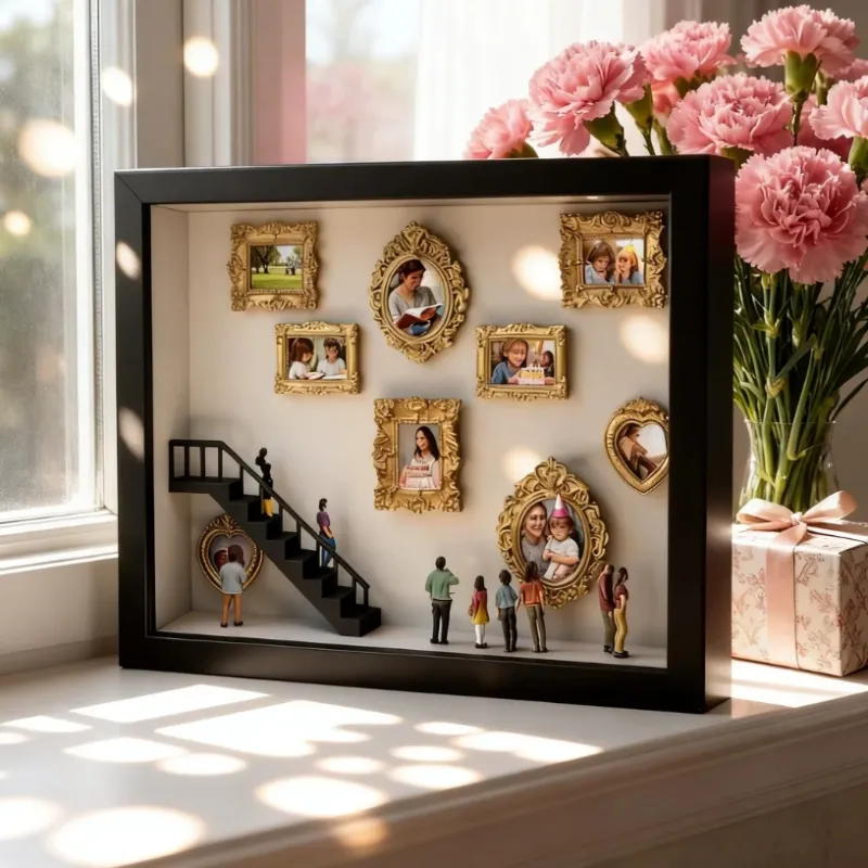 Cadre Photo Personnalisé « Mini Musée Des États-unis » Pour Couples, Cadeau Pour La Fête Des Mères.