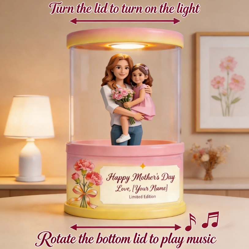 Capsule Spatiale Personnalisée Avec Photo Et Dessin Animé, Ornement Décoratif Low-poly Et Musique Personnalisée – Un Cadeau Spécial Pour Maman