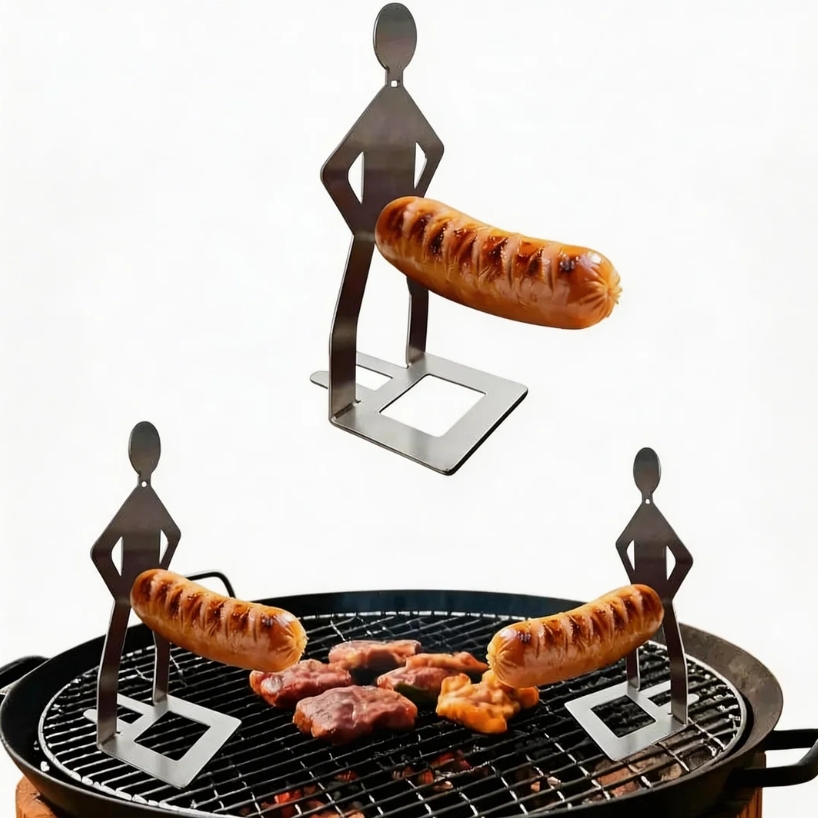 Support De Barbecue Humoristique En Forme De Bonhomme À Hot-dogs, Réutilisable En Acier Inoxydable – Idéal Pour Le Barbecue, Le Camping Et Les Grillades. Accessoires De Barbecue