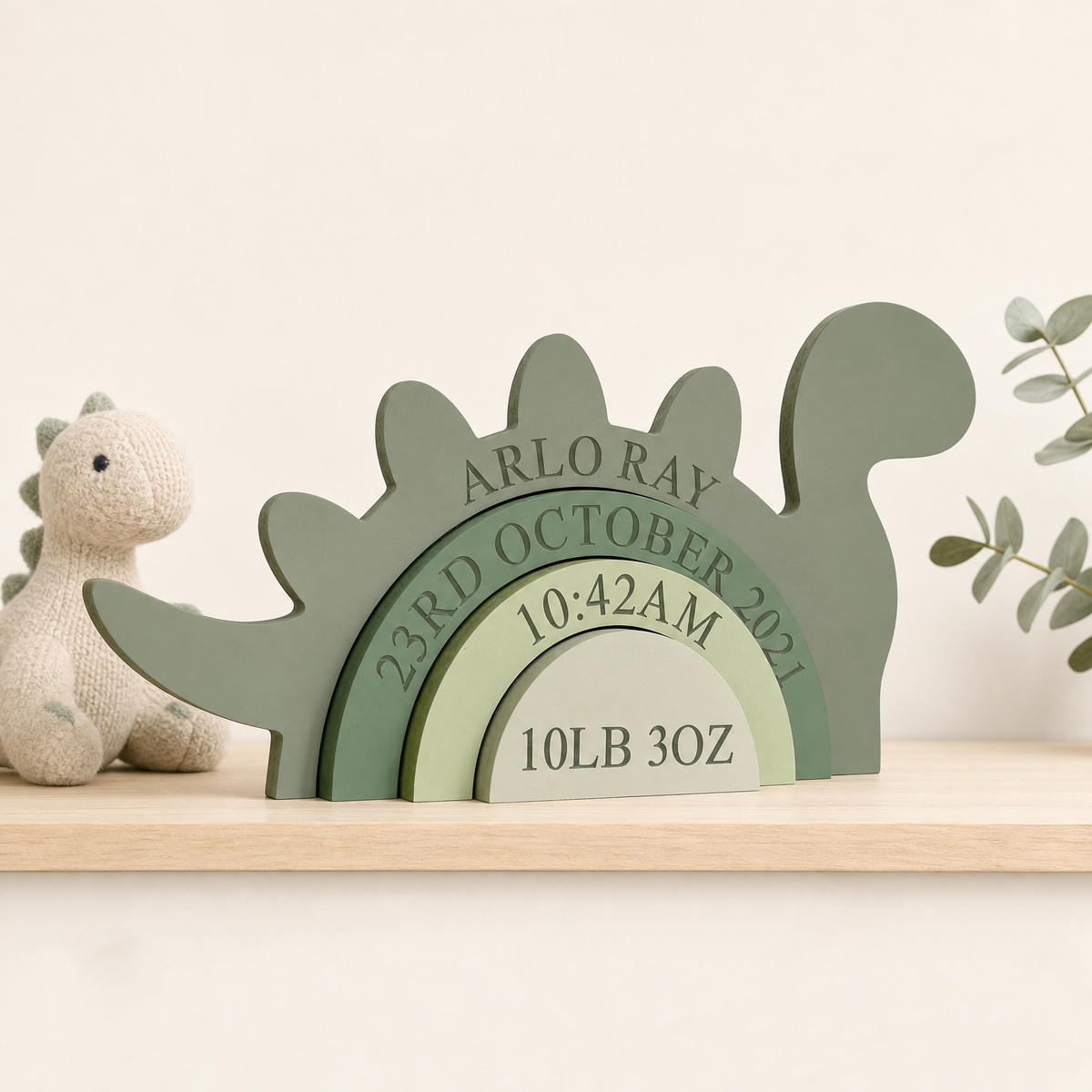 Jouet à Empiler Personnalisé Pour La Naissance De Bébé – Souvenir Personnalisé Avec Le Nom Du Nouveau-né, La Date De Naissance Et Les Détails De La Naissance - 