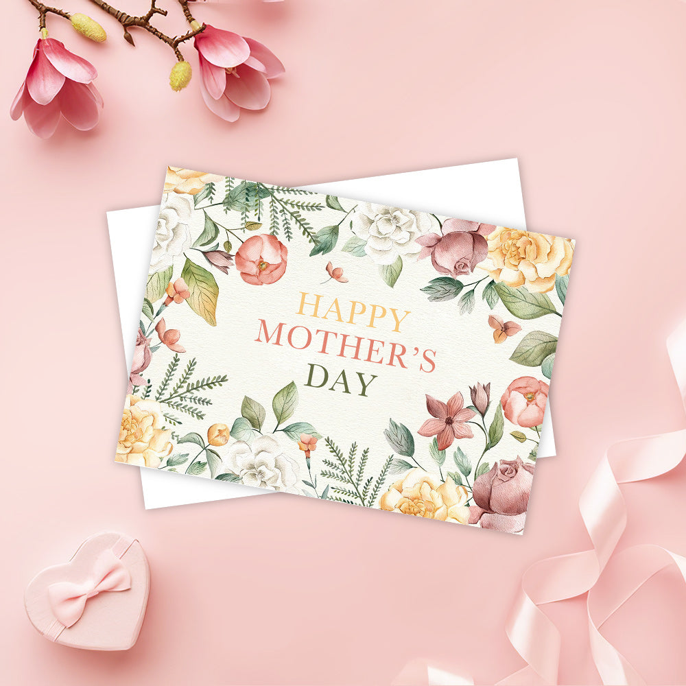 Carte De Vœux Pour La Fête Des Mères - Magnifique Cadeau Floral Pour Maman