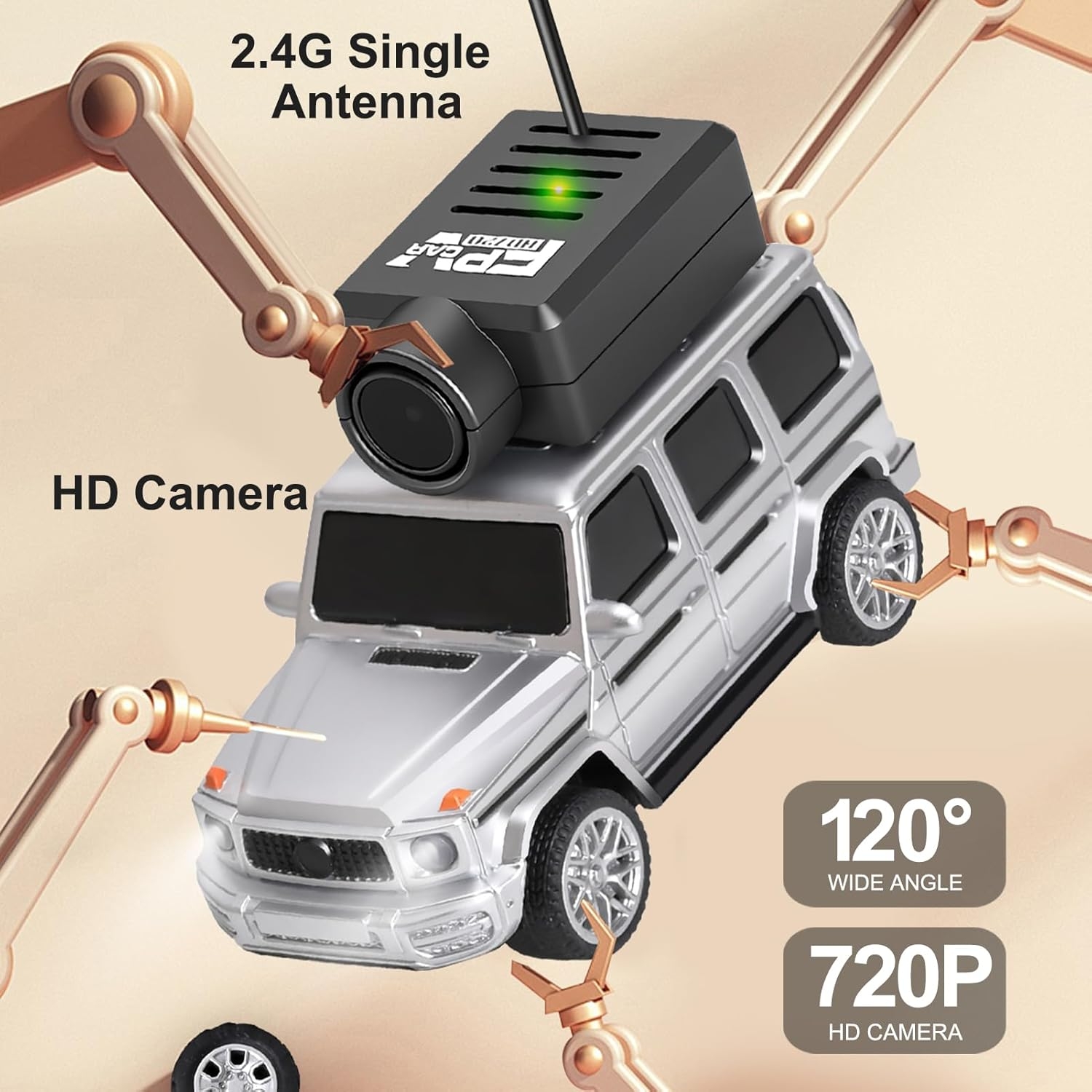 Mini Voiture Rc 2.4ghz 1:64 Échelle Fpv Voiture Télécommandée Avec Caméra 720p App Contrôle Véhicule De Conduite Arrière Pour Les Passionnés De Voiture