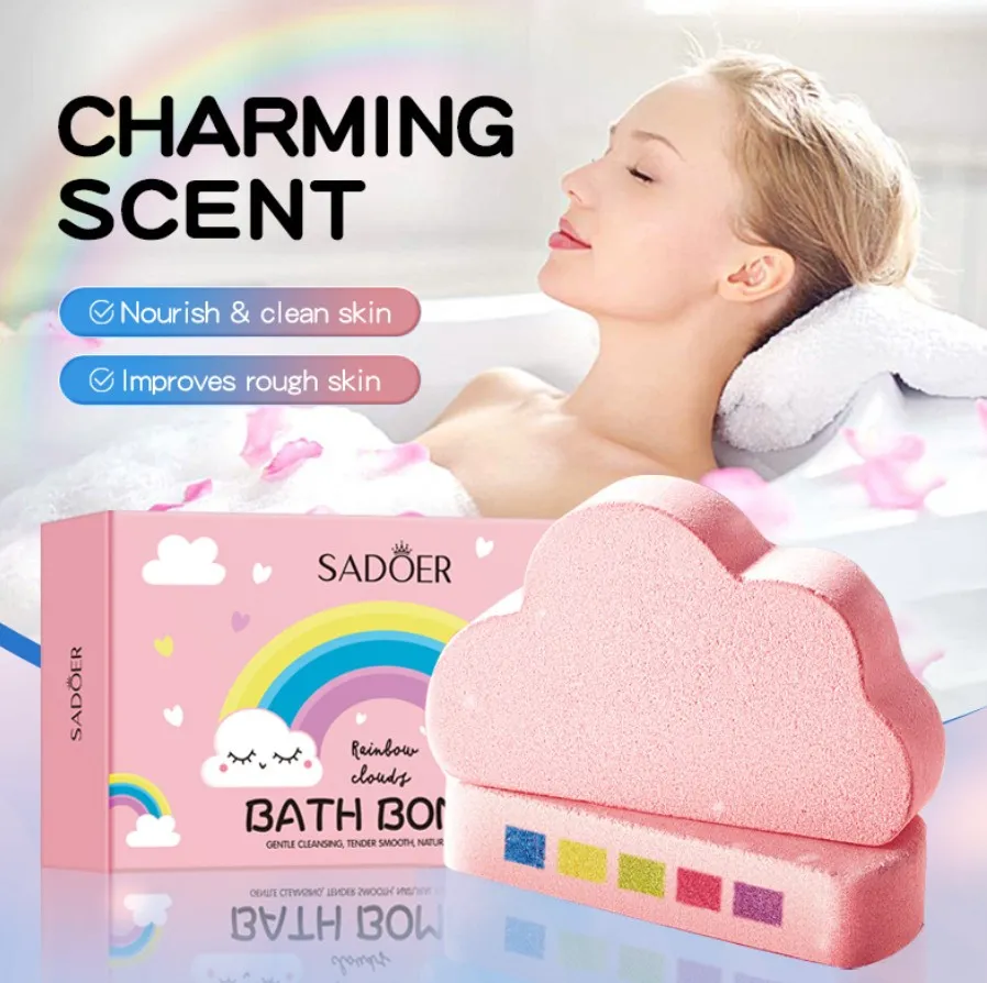 Bombes De Bain Nuages ​​et Arc-en-ciel Pour Enfants - Bain Moussant Effervescent - Soin Doux Et Nourrissant Pour La Peau - Plaisir Spa Pour Les Enfants