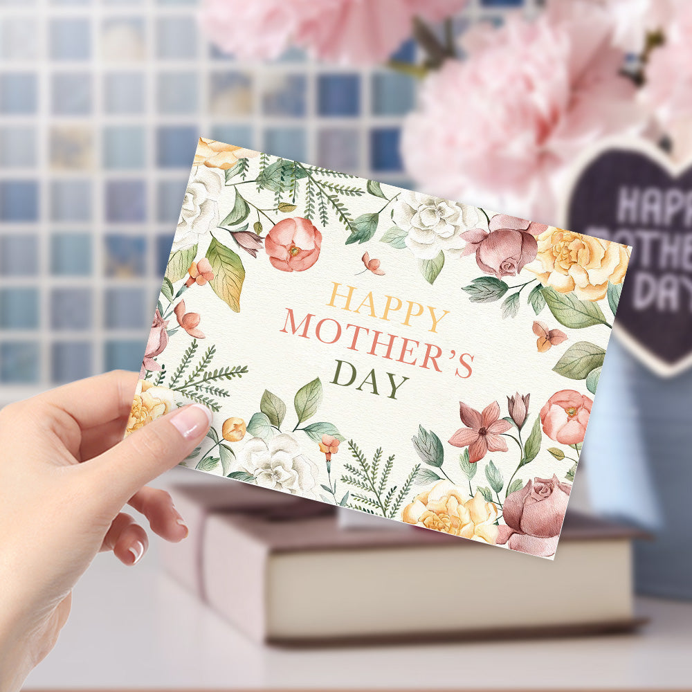 Carte De Vœux Pour La Fête Des Mères - Magnifique Cadeau Floral Pour Maman