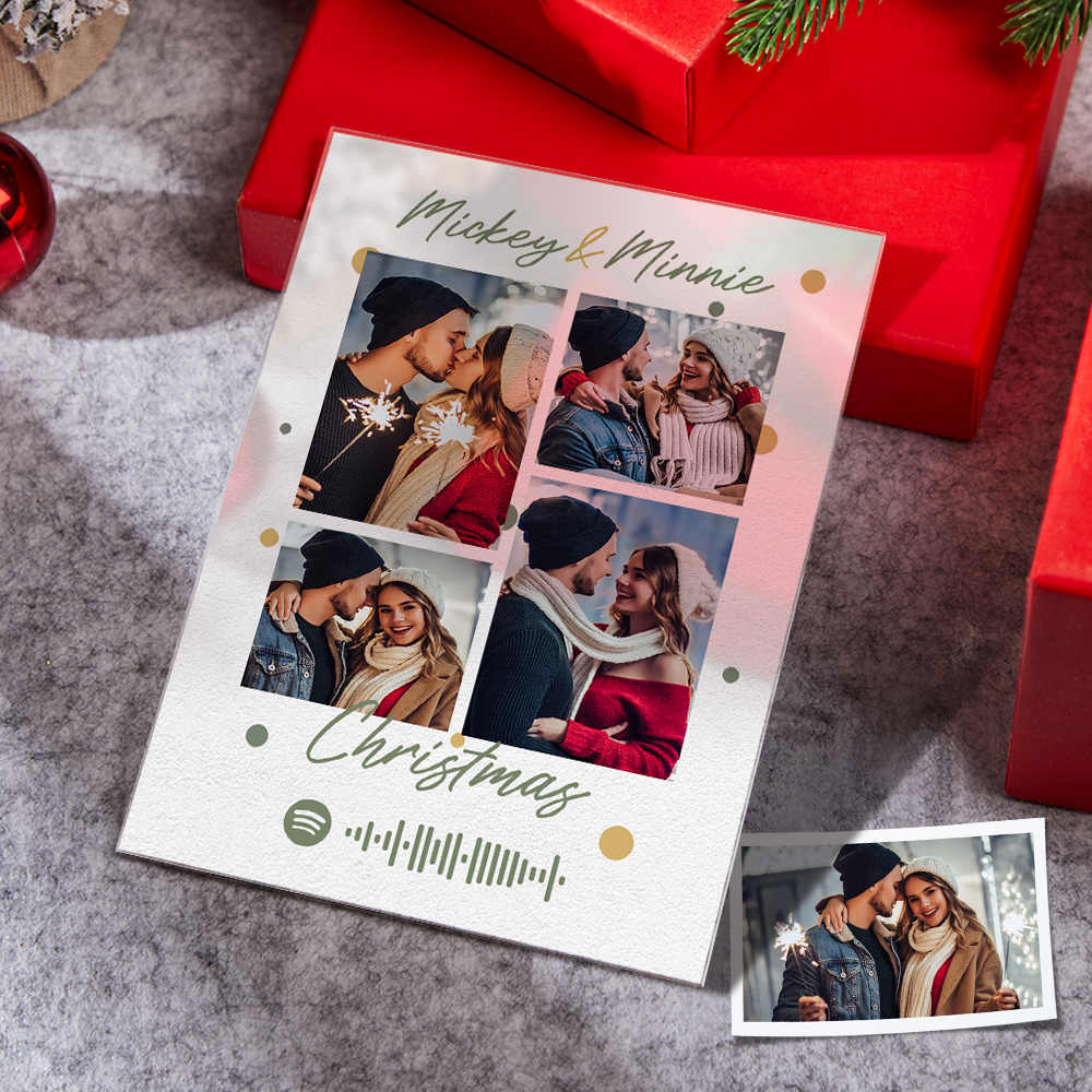 Plaque Photo Noël Personnalisée Verre Spotify Personnalisé Cadeau Spécial Noël