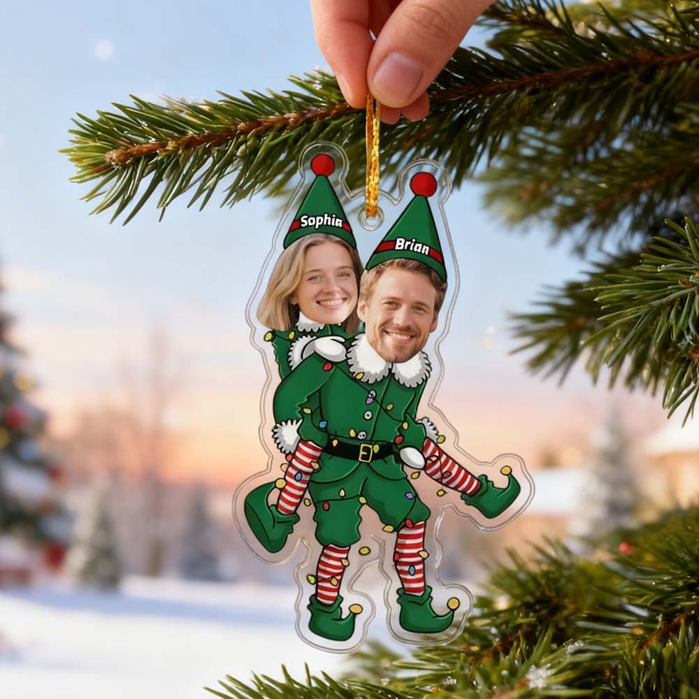 Ornements De Noël Lutins Joueurs, Ornement Transparent Personnalisé Pour Couple - 