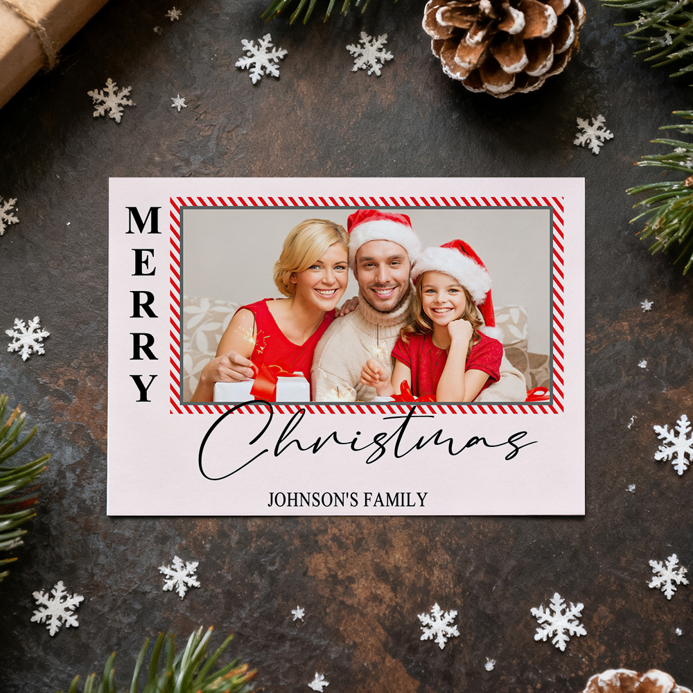 Carte De Vœux De Noël Personnalisée, Décoration Festive, Style Simple Pour La Famille - 