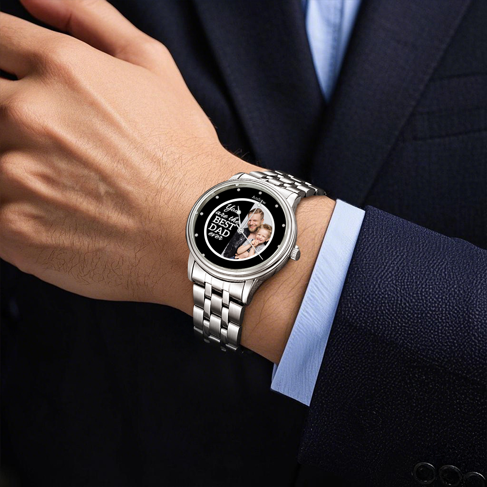 Tu Es Le Meilleur Papa - Montre Personnalisée En Acier Inoxydable Et Métal Noir - 