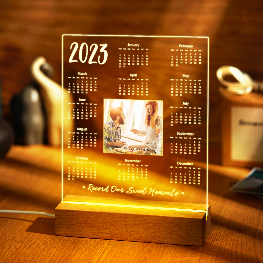 Calendrier Lumineux Led Personnalisé 2025 Avec Photo - Cadeau De Saint-valentin Pour Couple - 