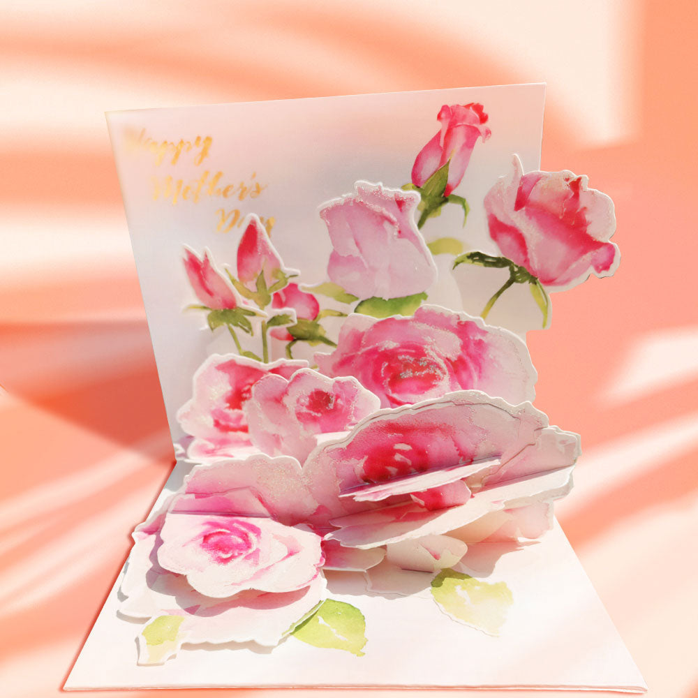 Carte De Fête Des Mères Avec Belles Fleurs, Carte De Vœux Pop-up 3d Pour Elle