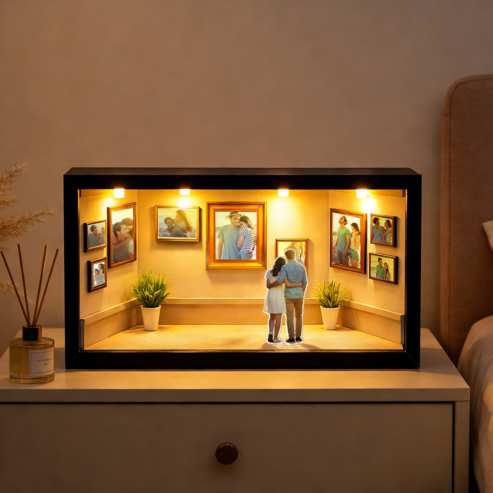 Boîte Lumineuse Personnalisée « musée De Nous », Présentoir Pour Figurines De Couple Sur Mesure, Une Histoire D'amour Transformée En Œuvre D'art