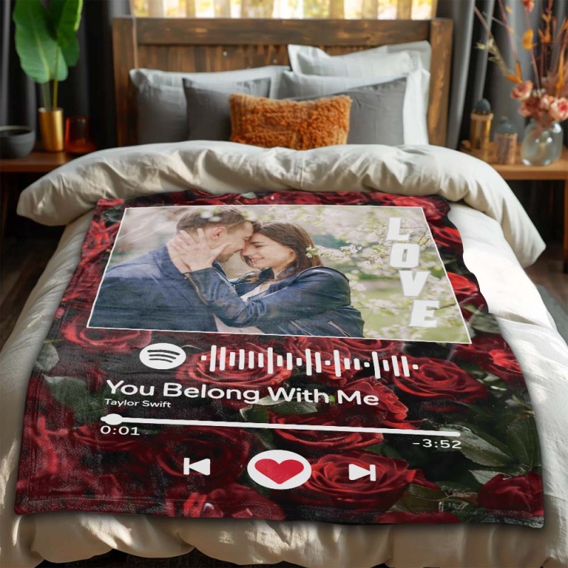 Coperta Musicale Con Codice Spotify Personalizzato Coperte Con Foto  Personalizzate Sfondo Rosa Regali Di San Valentino Per Coppia