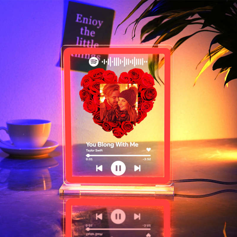 Foto Personalizzata Spotify Fiore Di Rosa Luce Notturna Codice Musicale Scansionabile  Lampada Con Insegna Al Neon Regali Di San Valentino