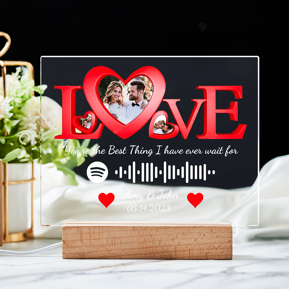 Nuovo codice Spotify cornice in legno foto personalizzata, canzone,  cantante, Record per la famiglia degli amici personalizza il regalo  dell'immagine incisa creativa fai da te