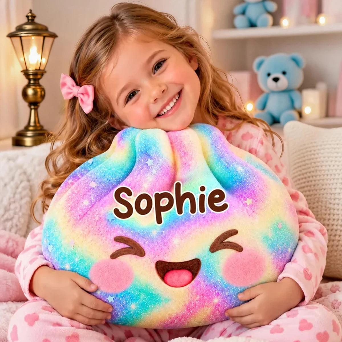 Oreiller Personnalisé En Forme D’arc-en-ciel, Personnage Souriant Mignon Embrassé Par Un Enfant, Cadeau Unique Pour Les Enfants - MySpotifyGlassFR