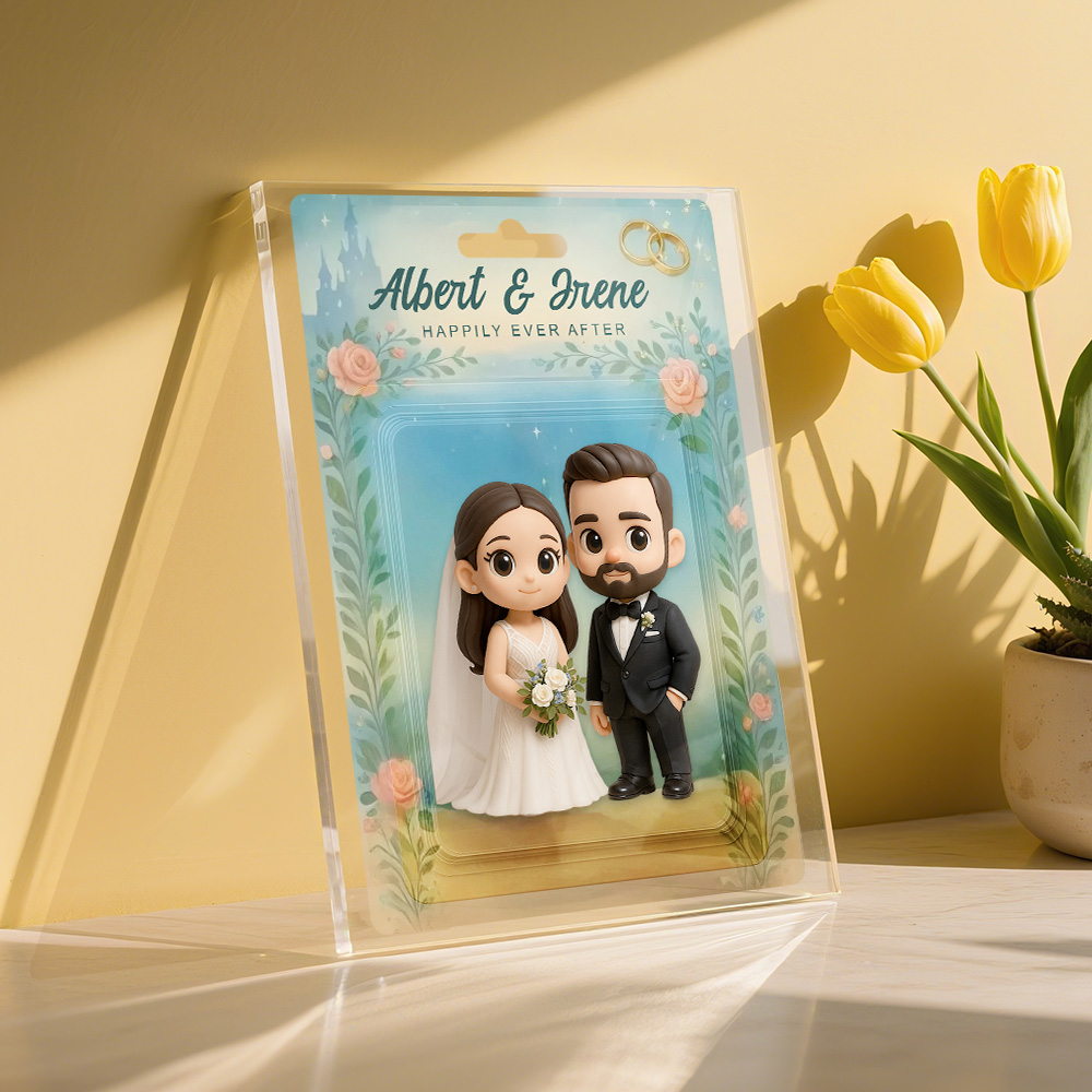 Plaque Photo Personnalisée En 3d, Style Art Jouet, Cadeau Amusant Pour Couple Pour Anniversaire De Mariage