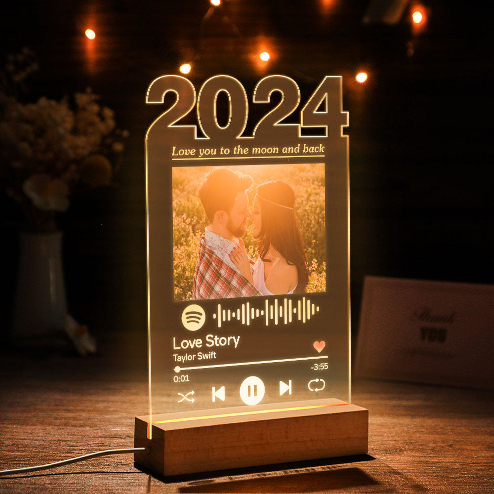 Veilleuse Spotify Personnalisée 2024, Lampe Photo Personnalisée, Décor De Salle, Plaque Acrylique Pour Petite Amie