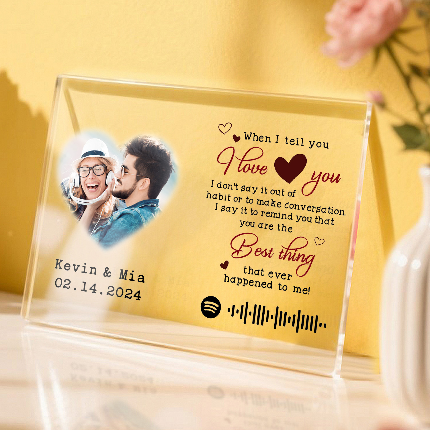 Personalized Photo Plaque I Love You Custom Acrylic Spotify Song Decor Anniversary Gift For Couples
