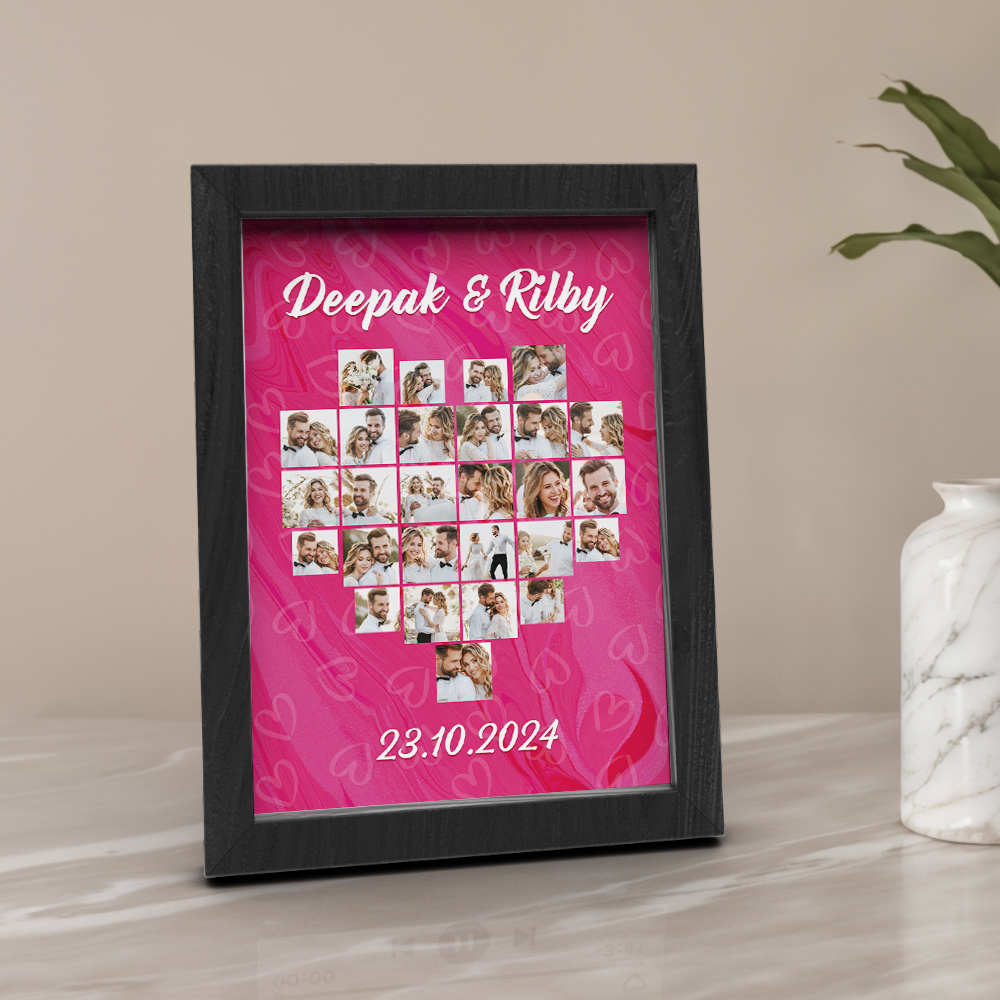 Heart Collage Photo Frame Custom Photo Frame Gift for Couple -