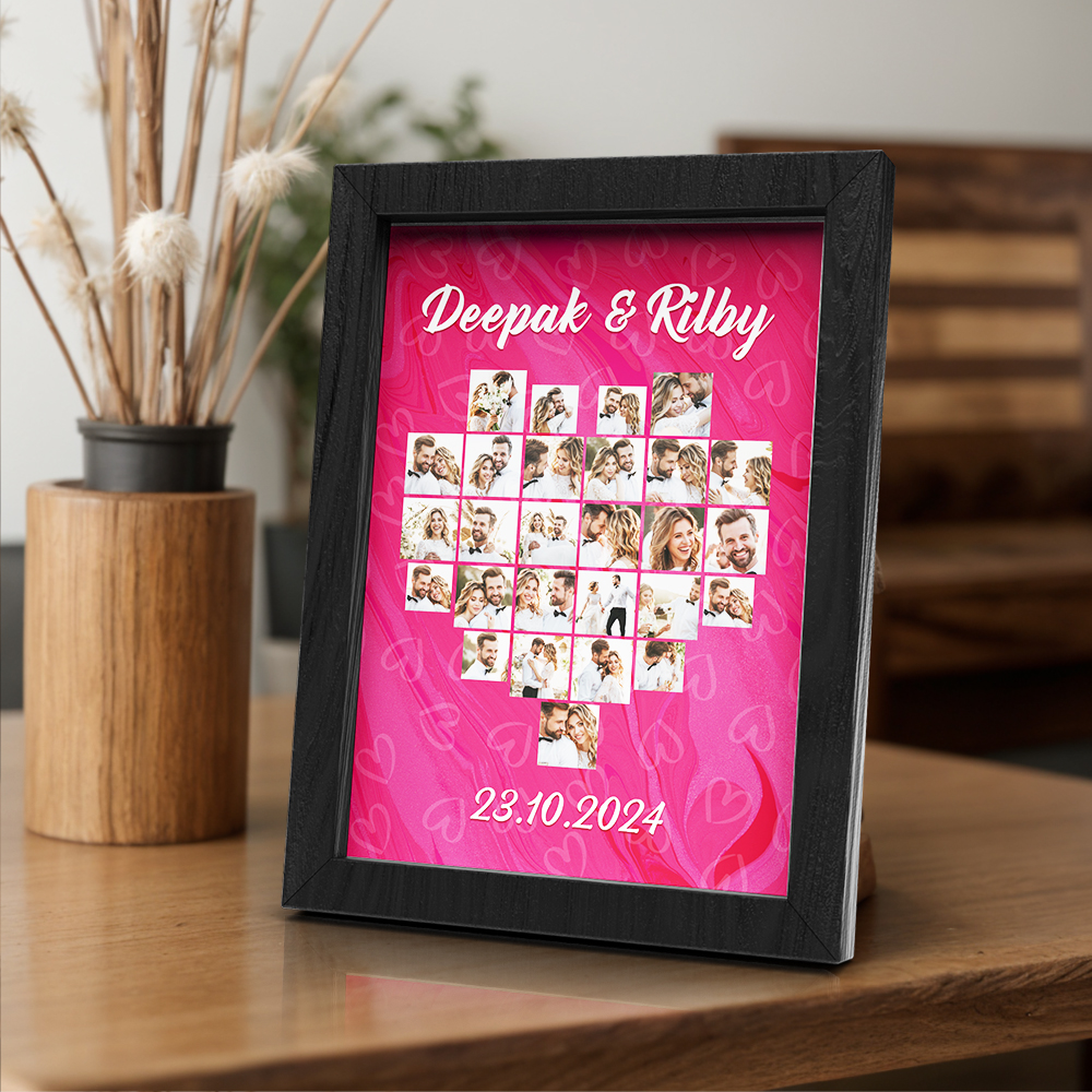 Heart Collage Photo Frame Custom Photo Frame Gift for Couple -