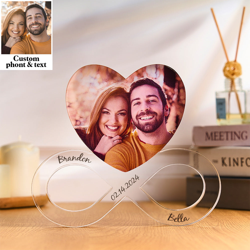 Custom Photo Infinity Heart Acrylic Decoration Personalized Photo Gift for Couple Anniversary Gift -