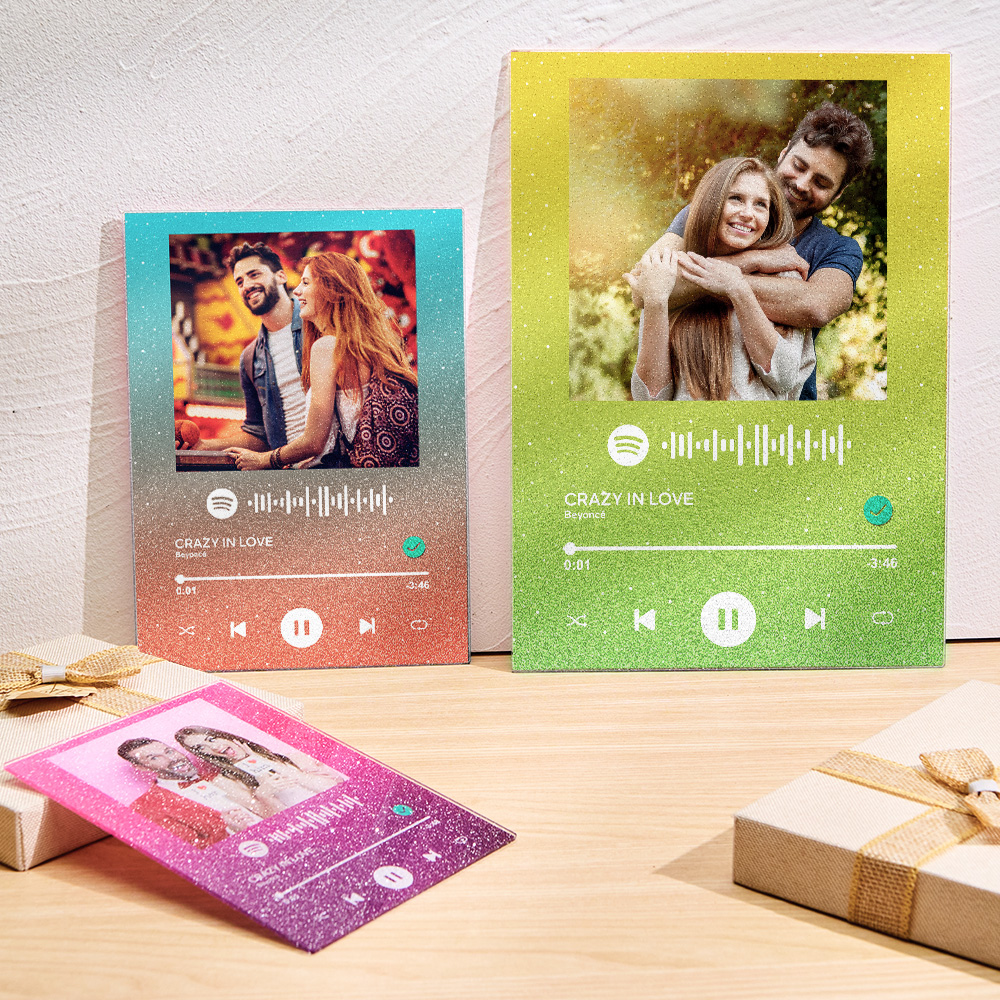 Custom Photo Glittering Gradient Color Acrylic Spotify Plaque Ornament Gift for Couple Anniversary Gift -