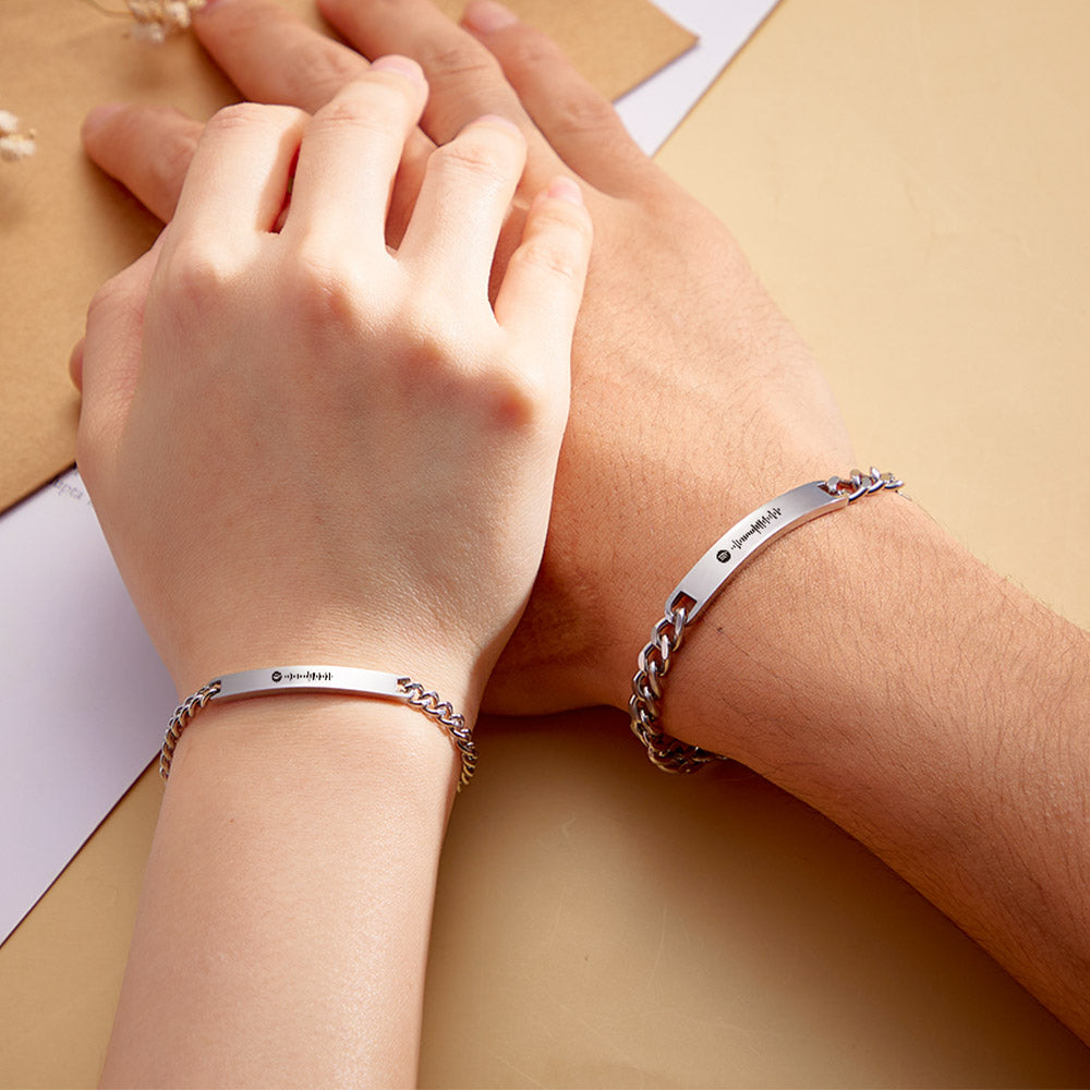 Bracelet Set For Couples Custom Spotify Bracelet Set Personalized Fashion Love Gifts -