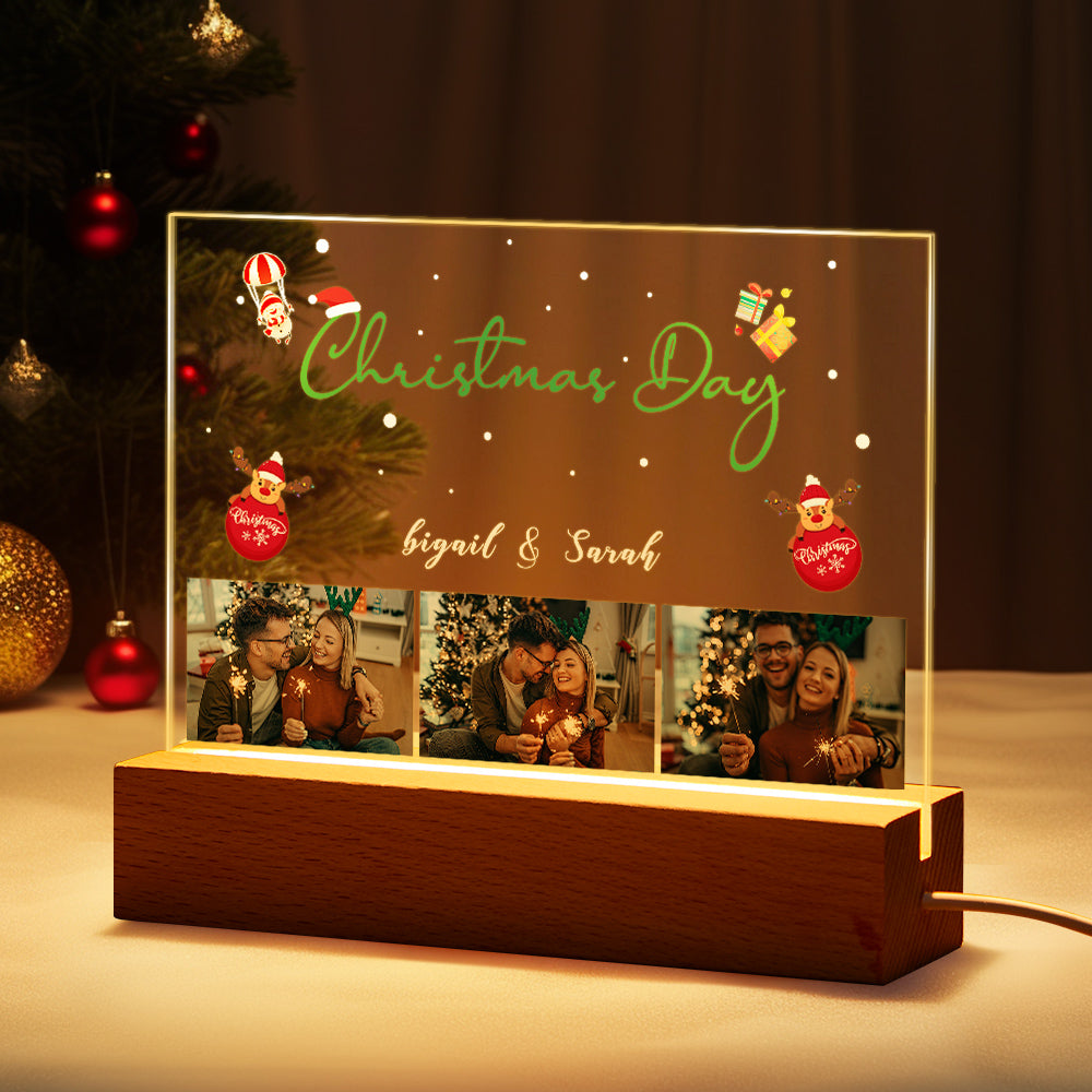 Christmas Day Personalized Photo Night Light Custom Name Couple Gifts
