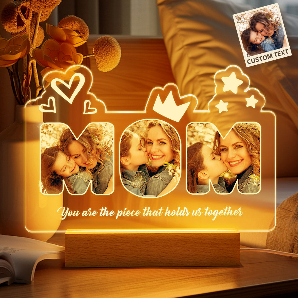 Custom Acrylic Night Light Personalized Mom Photo Lamp Mother's Day Gifts