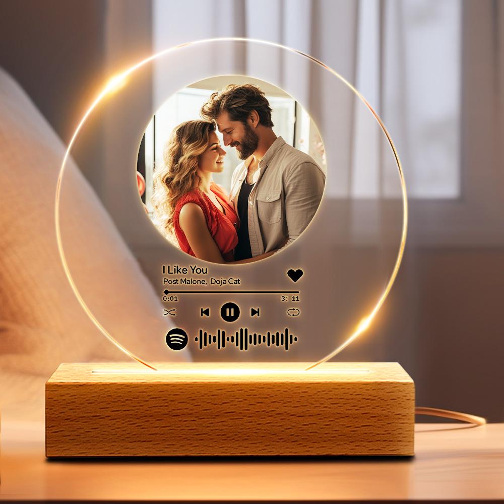 Spotify - Luz nocturna de cristal con forma de corazón, foto personalizada,  lámpara LED acrílica, escaneo, cubierta de álbum de canción personalizada