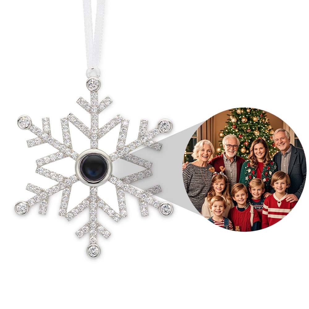 Personalized Projection Ornament Custom Photo Snowflake Christmas Ornament Gifts - 