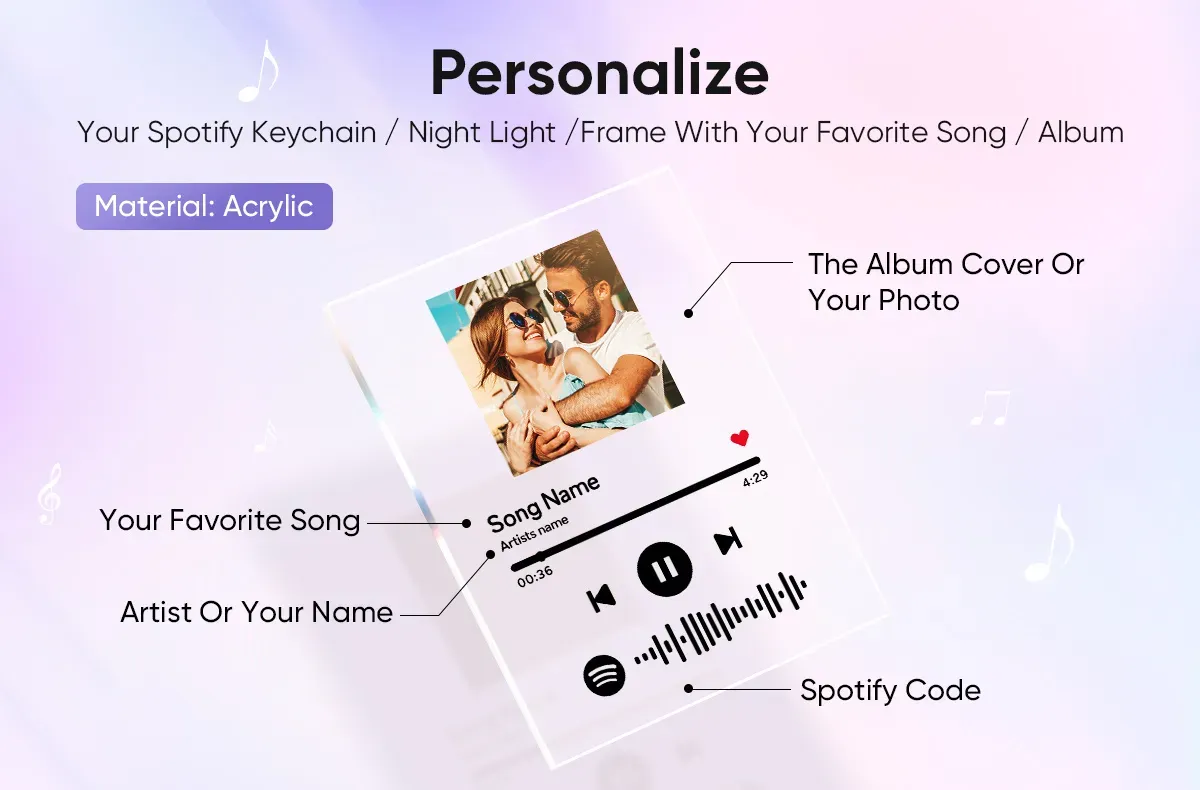A personalized acrylic Spotify music keepsake f...