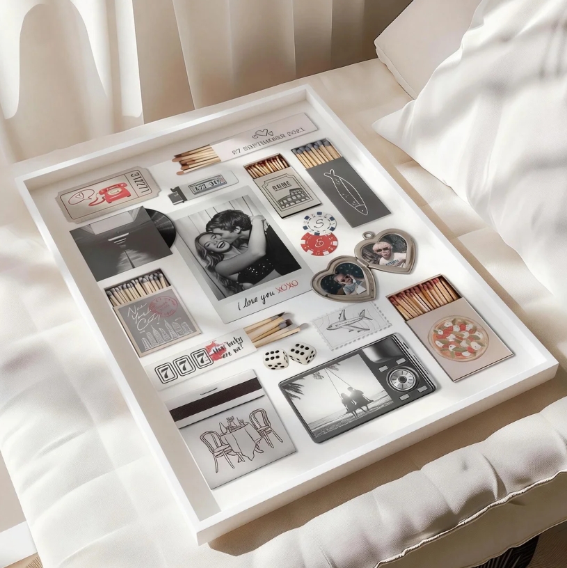 Custom Photo Matchbox Wooden Frame with Your Text Matchbook Poster Print Wall Art Anniversary Gift