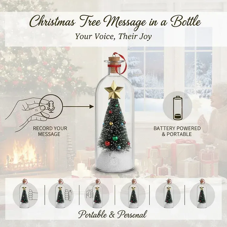 Recordable Christmas Tree in a Glass Bottle & P...