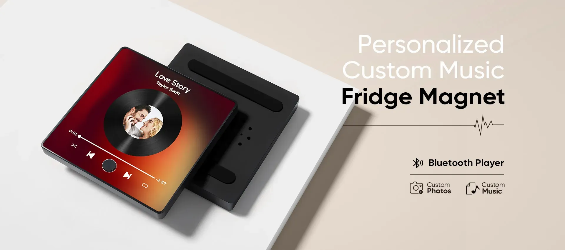 A personalized Bluetooth music fridge magnet fe...