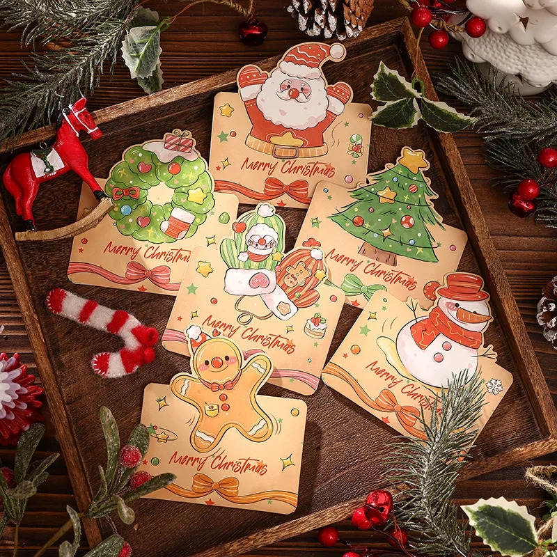 Handwritten Christmas Greeting Card Retro Cartoon Design Decoration Small Festive Gift Card Simple Style