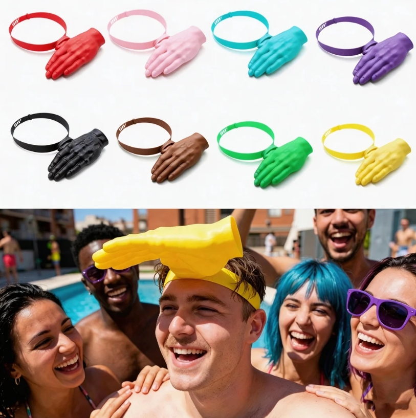 Palm-Shaped Sun Visor – Funny Hand Gesture Headband Hat, Novelty Outdoor Sun Protection Cap