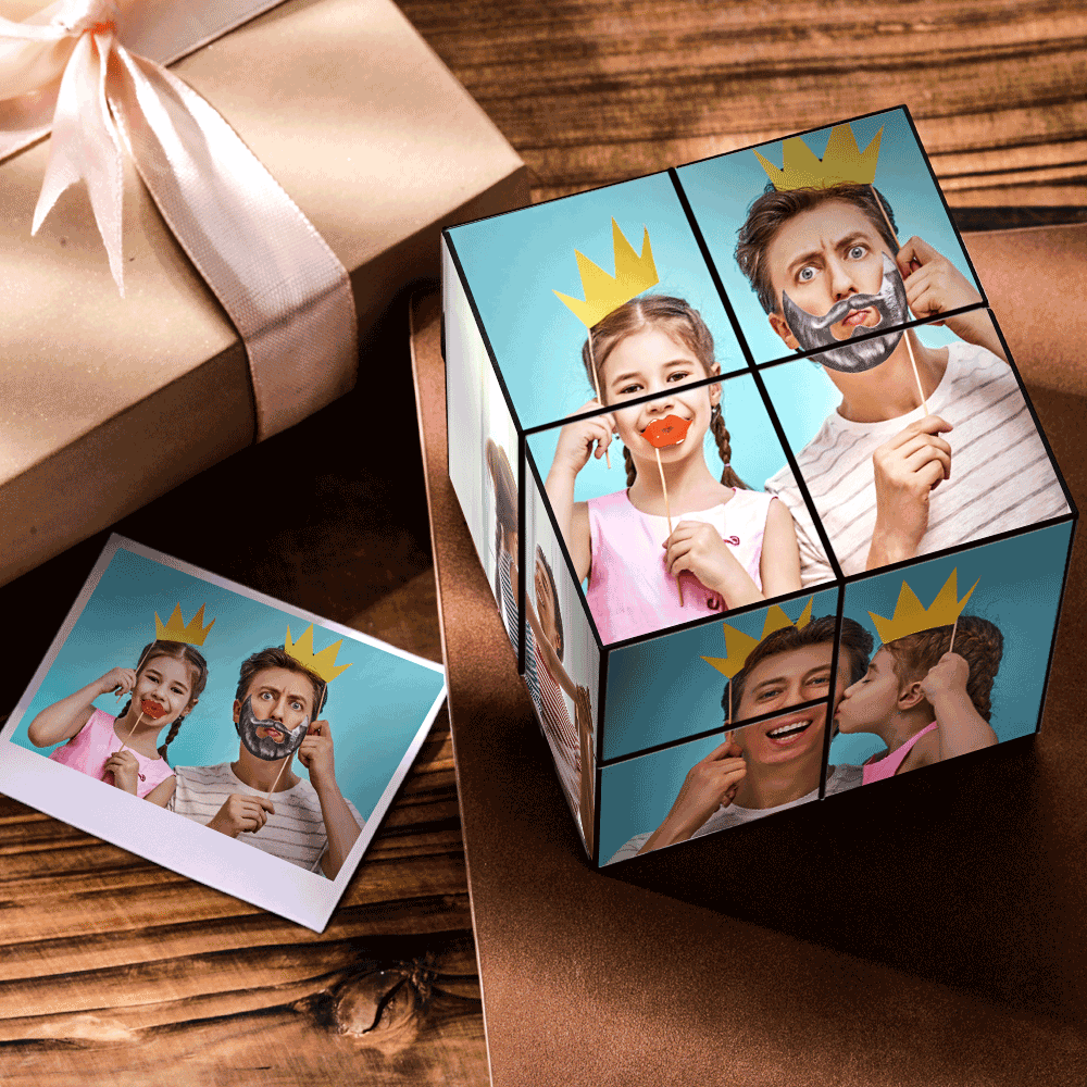 Personalized Magic Folding Photo Rubic's Cube Gift For Dad