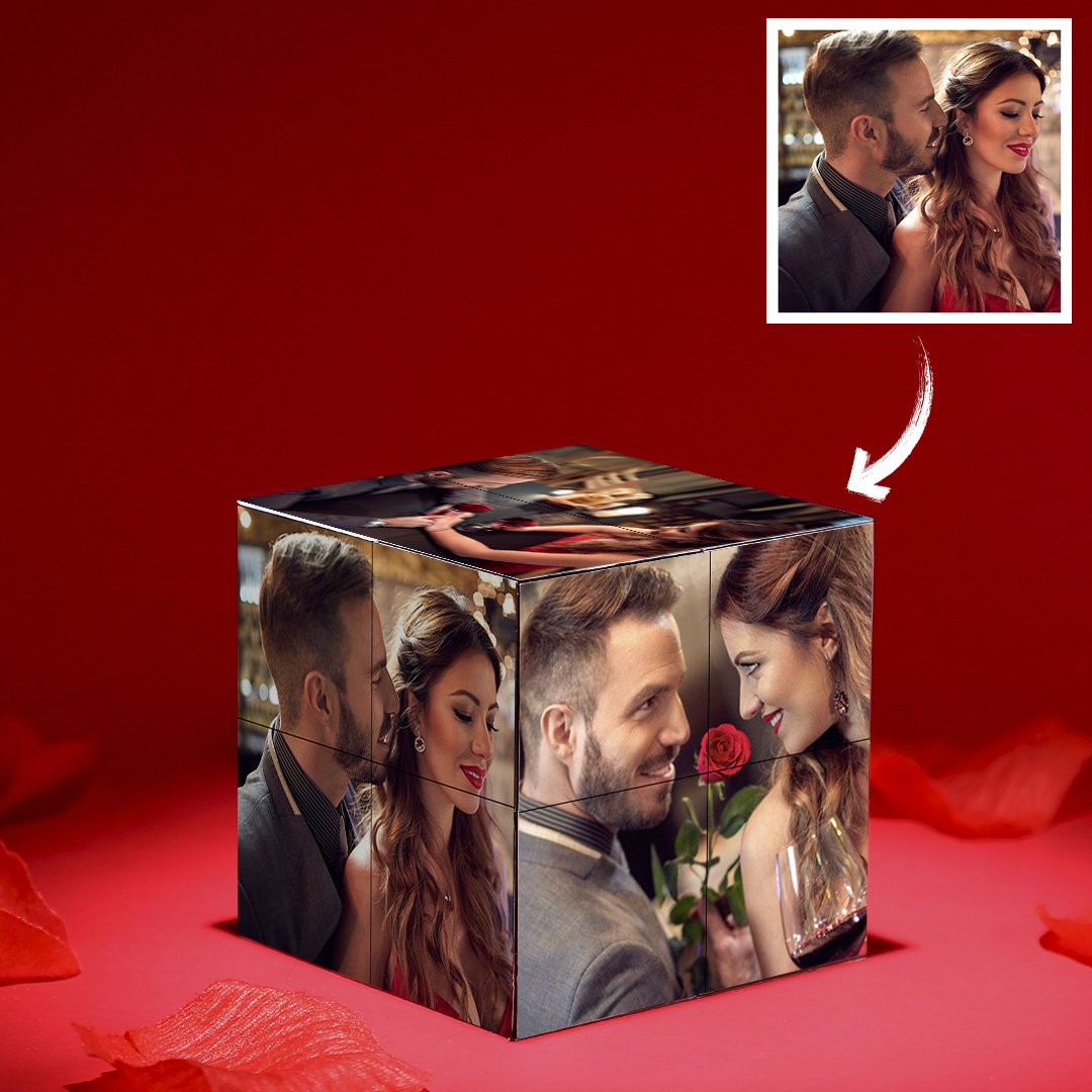 Custom Magic Folding Photo Rubic's Cube Gift For Couple