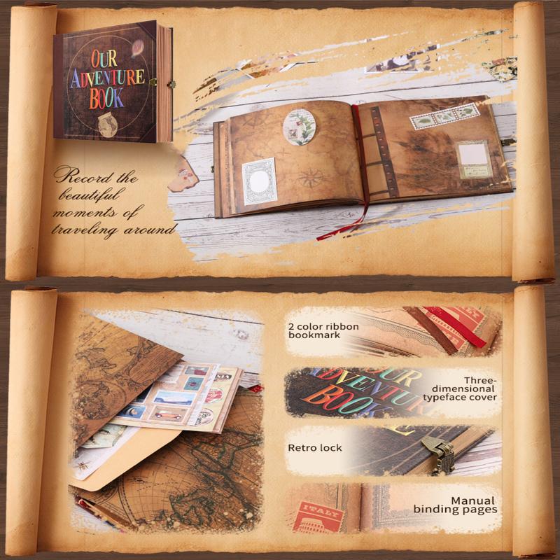 DIY Our Adventure Book Travel Diary Album Scrapbook Retro Style Travel Souvenir Valentine's Day Gift - 