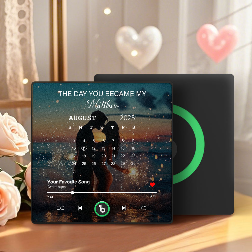 Personalized Music Fridge Magnet With Calendar Photo The Day You Became My XX Refrigerator Magnet Can Play Songs Anniversary Gifts - 