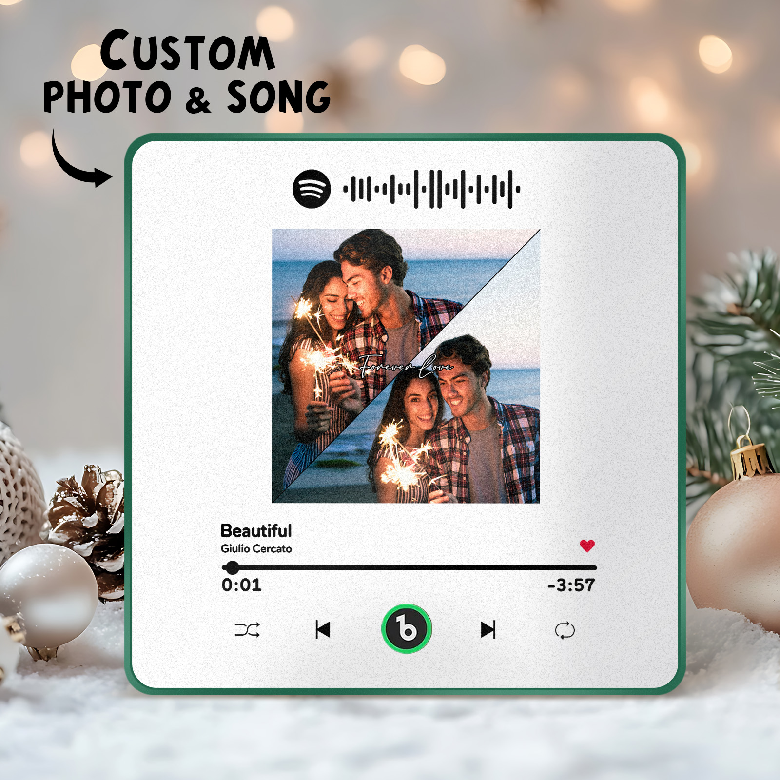 New 4.0 Upgrade Custom Music Fridge Magnet Colorful Frame Album Fridge Magnet Can Play Songs Gift for Couple - 
