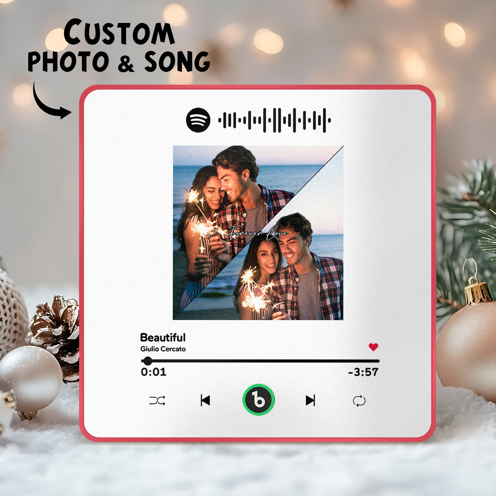 New 4.0 Upgrade Custom Music Fridge Magnet Colorful Frame Album Fridge Magnet Can Play Songs Gift for Couple - 