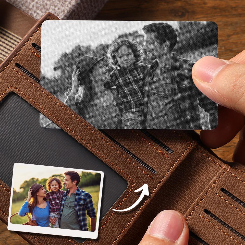 Custom Photo Wallet Insert Card Black - 