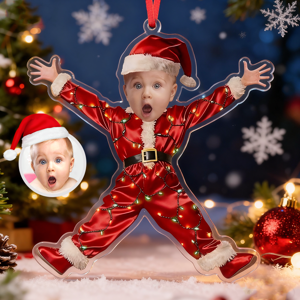 Custom Face Photo Santa Christmas Ornament Funny Santa Claus Ornament Christmas Santa Costume Ornament Christmas Kids Ornament - 